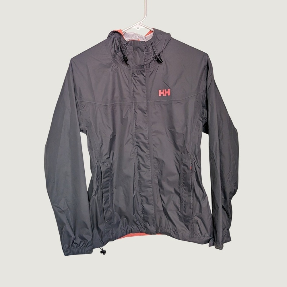 Helly Hansen Womens Waterproof Rain Jacket Gray Coral Small